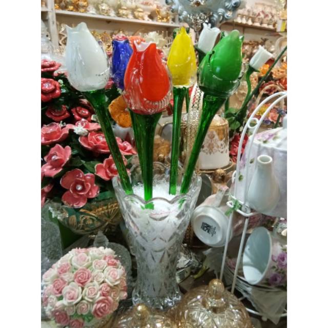 Set pajangan bunga kristal tulip besar