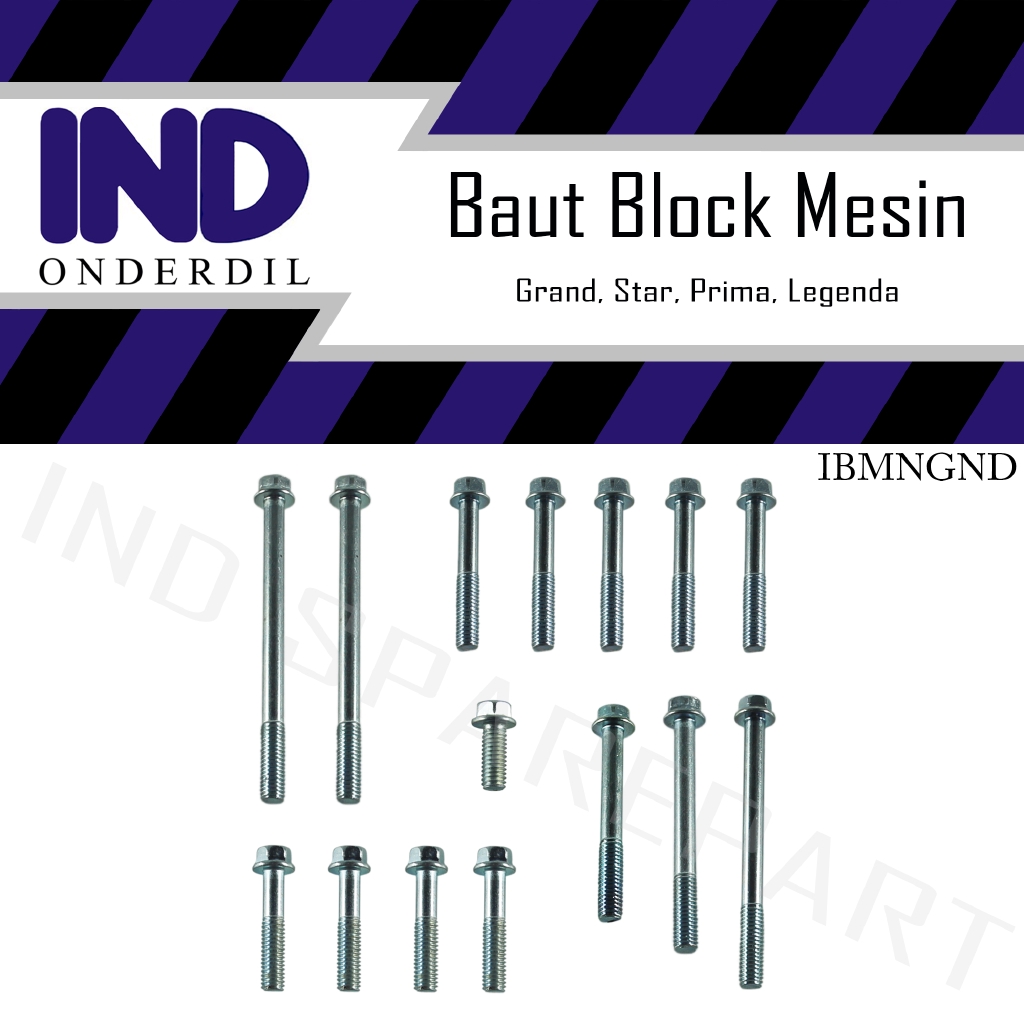 Baut-Baud Block-Blok Mesin-Crankcase-Krengkes Cover Luar-Kiri-Kanan Set Honda Astrea Prima/Legenda