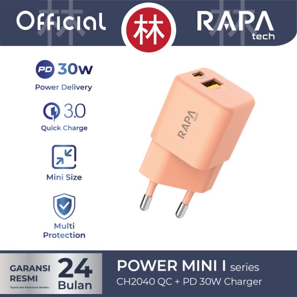 RAPAtech CH2040 - POWER MINI I - QC + PD30W Charger 2 Port QC3.0 30W