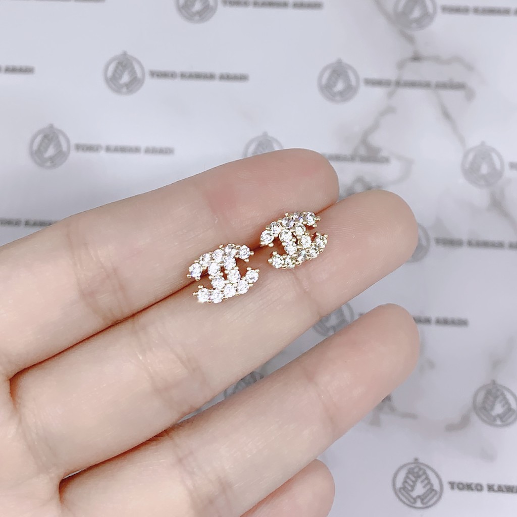 Anting Xuping Gold Perhiasan Fashion Wanita Model Tusuk Permata Love *08