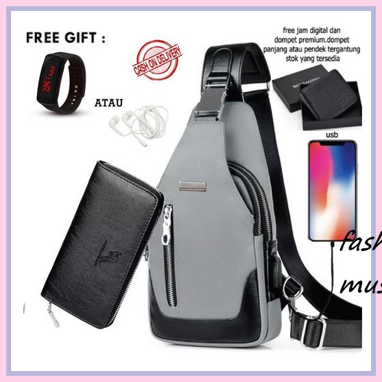 Sling Bag Pria Tas Selempang Mini Handbag Jaring Heja Casual Cowok Cowok Murah Korea Keren Berkualit
