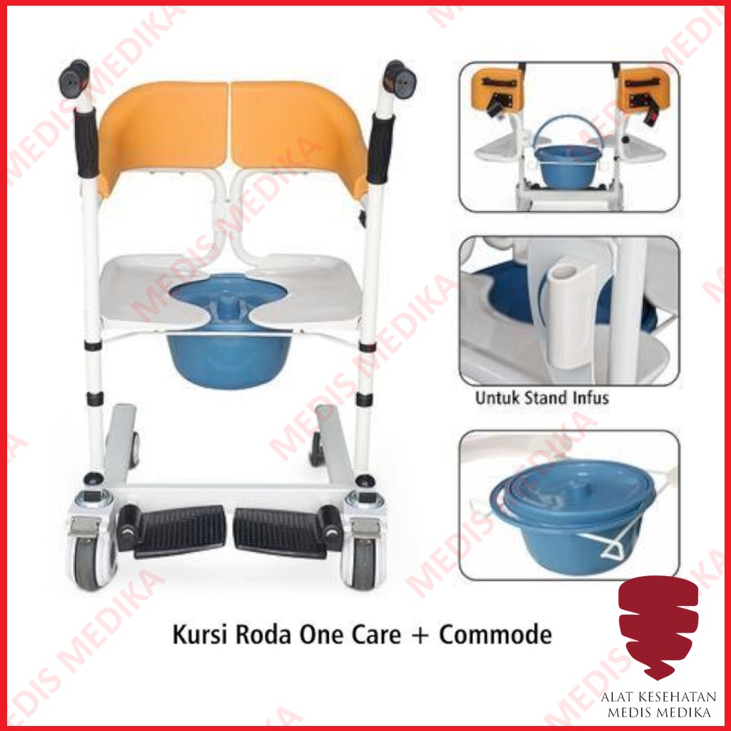 Kursi Roda Transfer ALK902 Onemed Commode Chair Transport Lift Alat Bantu Jalan Gerak BAB Mandi Pemindah Pindah Orang Tua Manula