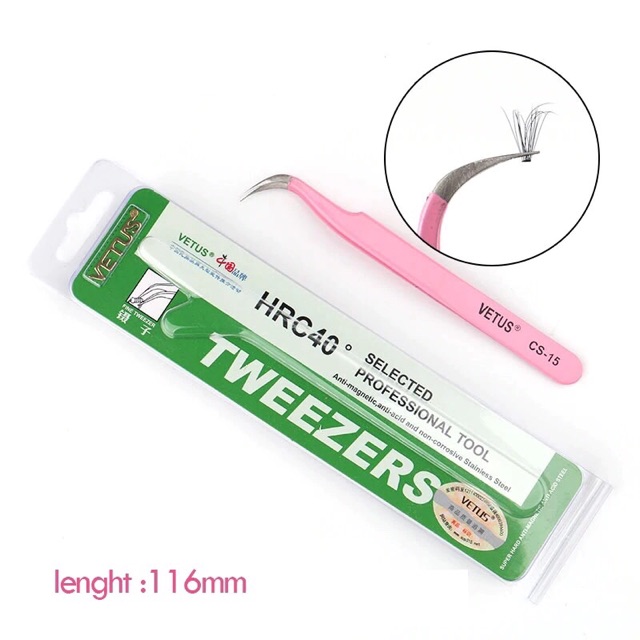 Pinset vetus pink ORI tweezers vetus original pinset lurus bengkok eyelash nail art pinset serbaguna