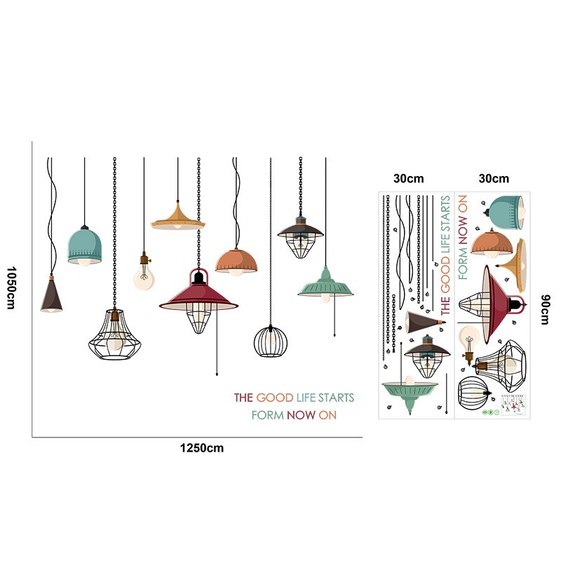 Reliza Wall Sticker Lampu Gantung Vintage Lamp STIKER DINDING Retro