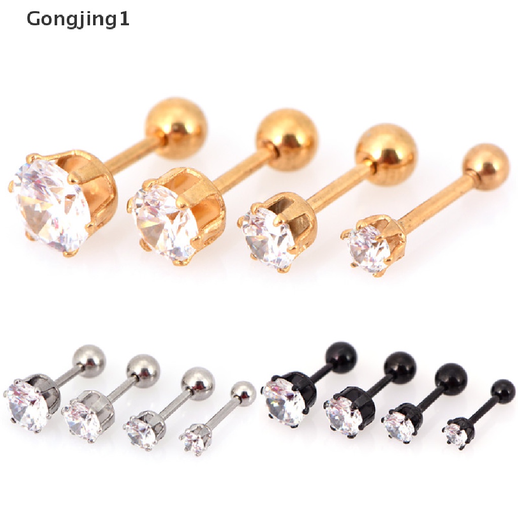 Gongjing1 1 Pasang Anting Tusuk Bahan Titanium Steel Untuk Wanita