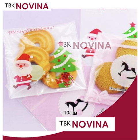 [10PCS] PLASTIK OPP NATAL / PLASTIK ROTI CHRISTMAS / PLASTIK BISKUIT DENGAN LEM / PLASTIK OPP SEAL MERRY CHRISTMAS