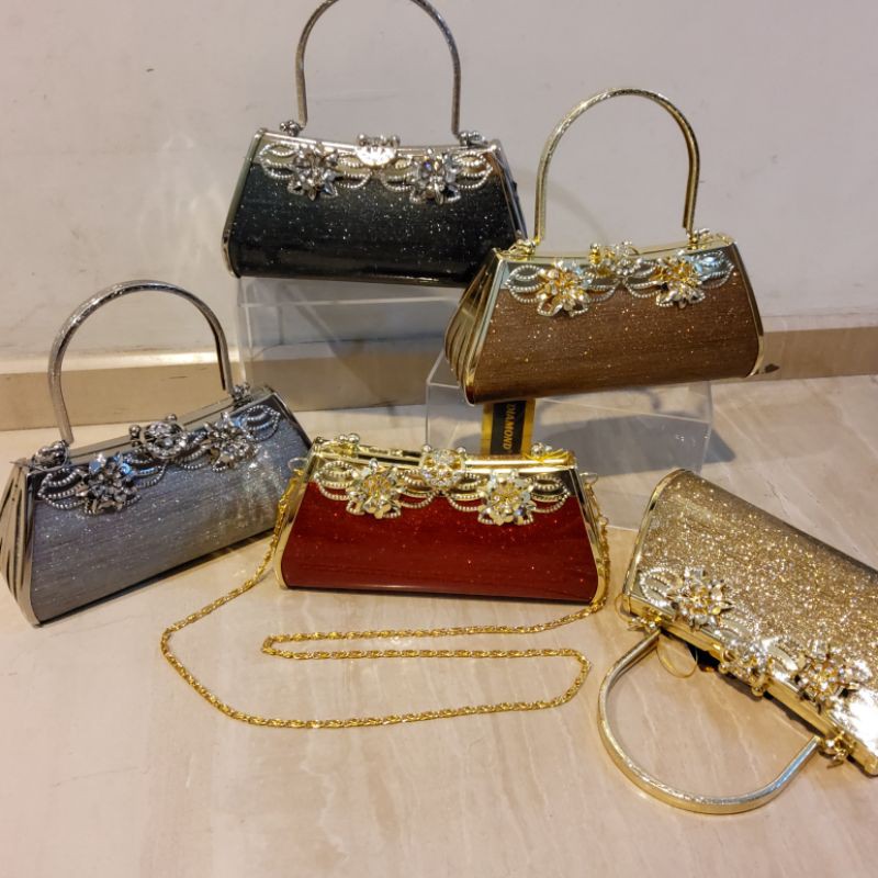 Tas Pesta Farnell Kondangan Wanita Clutch Import Diamond Gagang Bisa Lepas Jinjing Selempang 2883