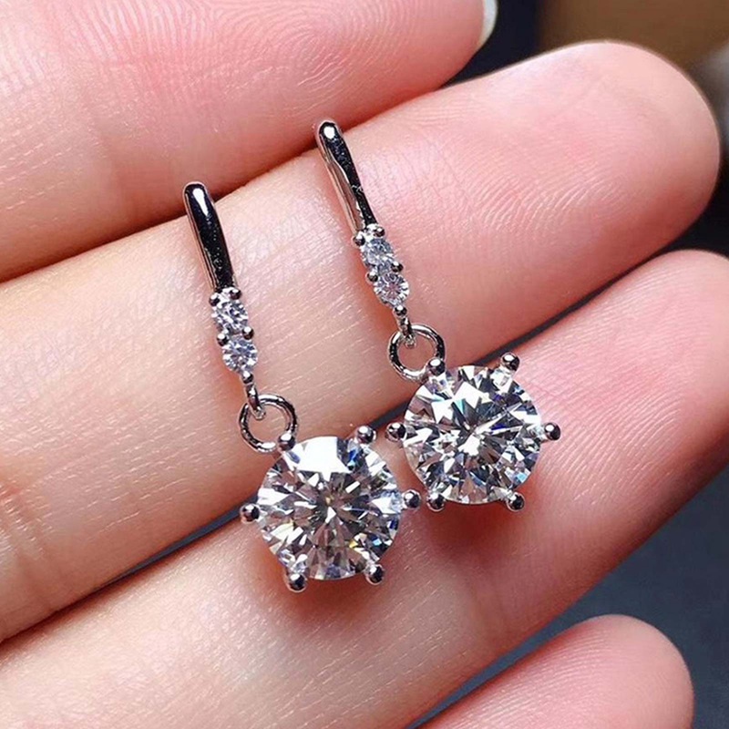 Novel Design Silver Color Dangle Earrings For Wedding Engagement Bling Bling Women Accessories Fashion Versatile Jewelry