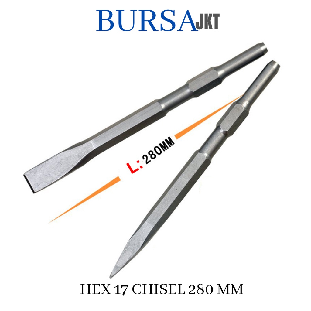 MATA BOR BOBOK TEMBOK BETON HEX 17 HEXAGONAL 280 MM CHISEL RUNCING LANCIP