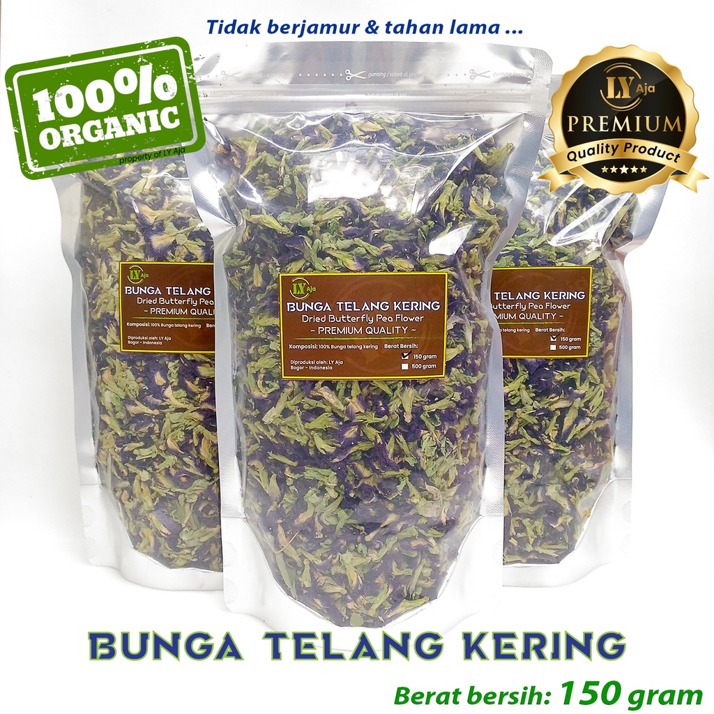 Teh Bunga Telang Kering 250 gram LY Aja Butterfly Pea Organik Tumpuk Premium gr