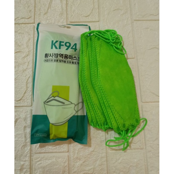 Masker kf94 Hijau stabilo 4ply @10 pc