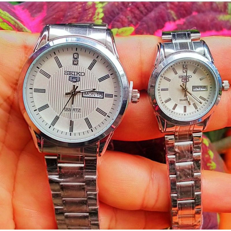 Jam Tangan Pasangan Se-ko 5 Couple Tanggal Hari Free Bok Terlaris