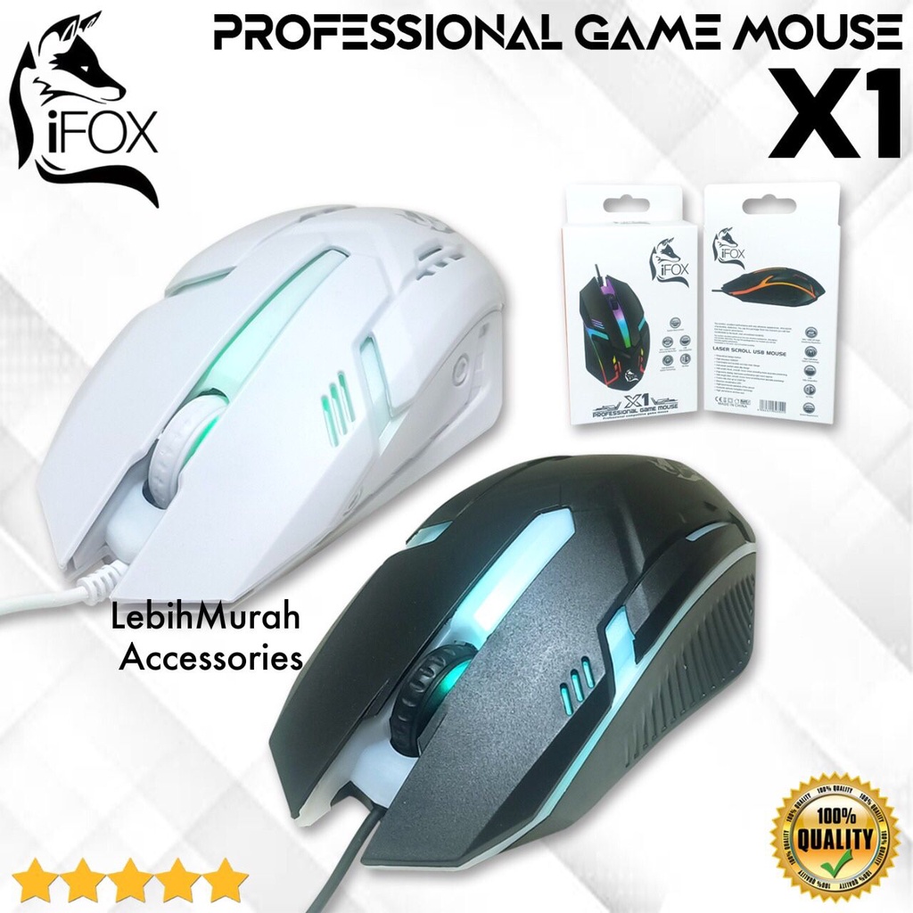 Mouse Kabel Gaming X1 IFOX LED Cable Mouse Game RGB Colorful 7 LED light