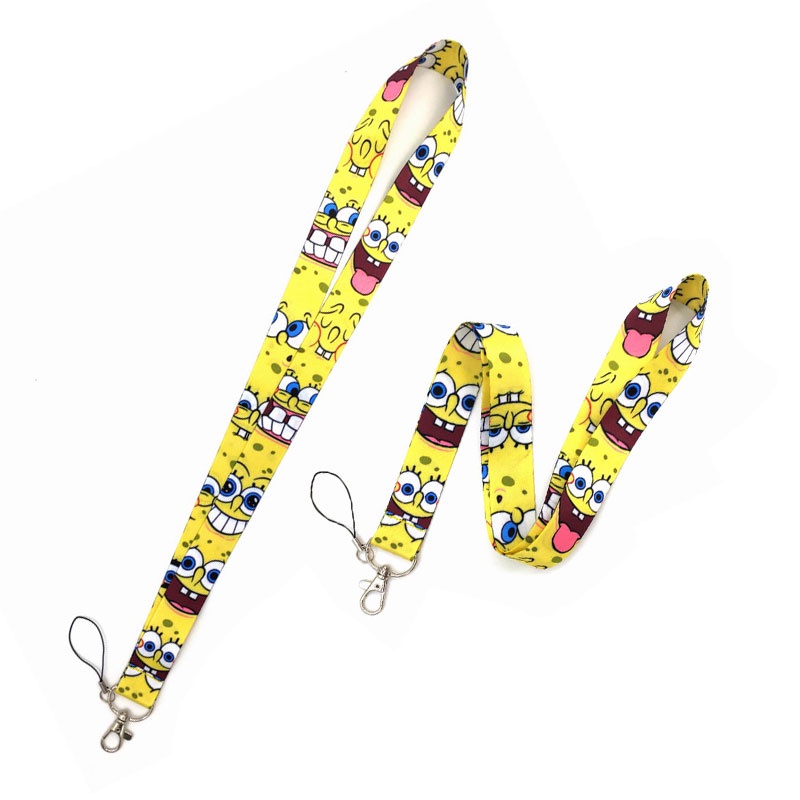 SpongeBob Leher Lanyard untuk Ponsel Case Tali Kamera Sling untuk Gantungan Kunci ID Card Anti-Hilang Pemegang Aksesoris