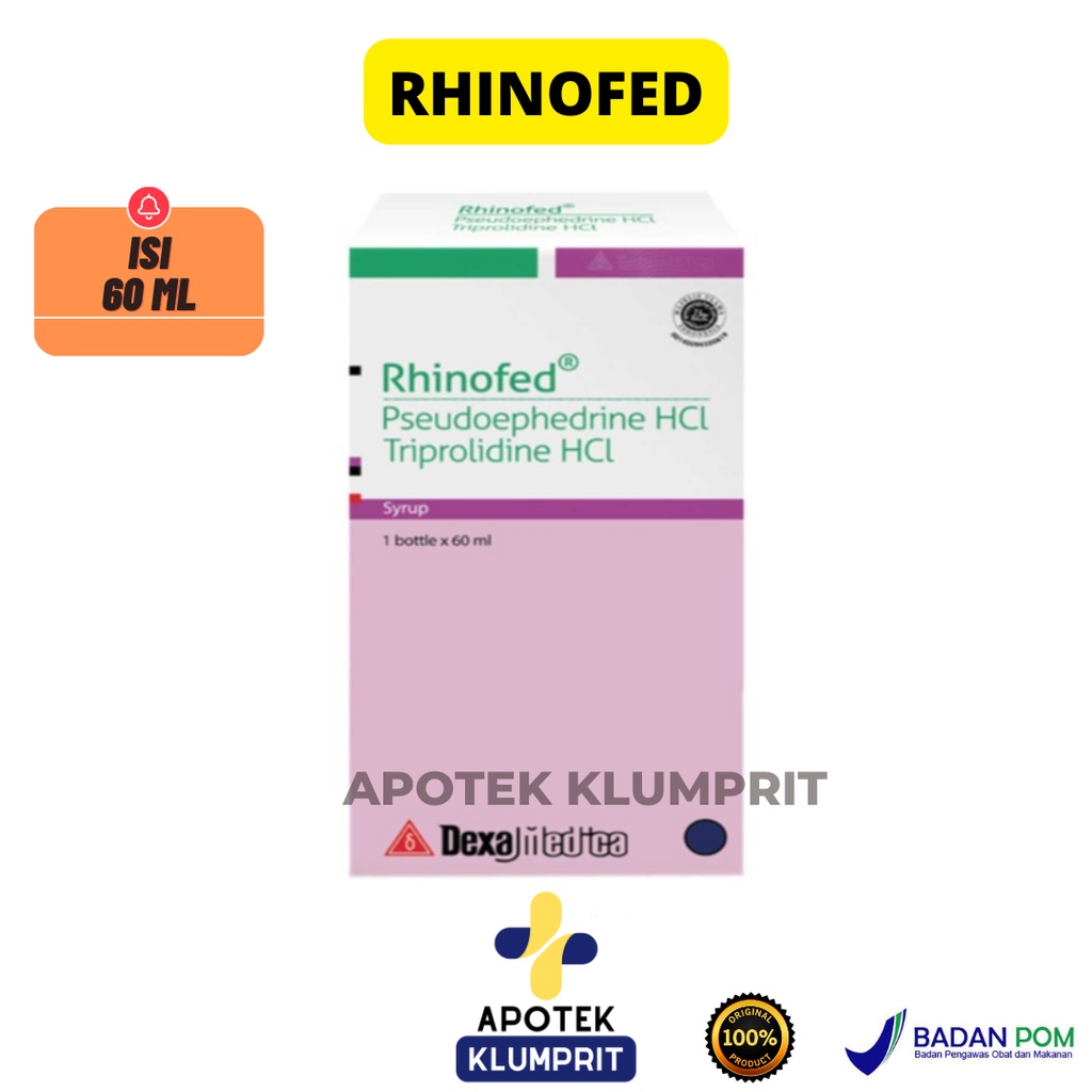 RHINOFED SIRUP 60ml / OBAT FLU / OBAT SINUS / OBAT FLU ANAK DAN DEWASA