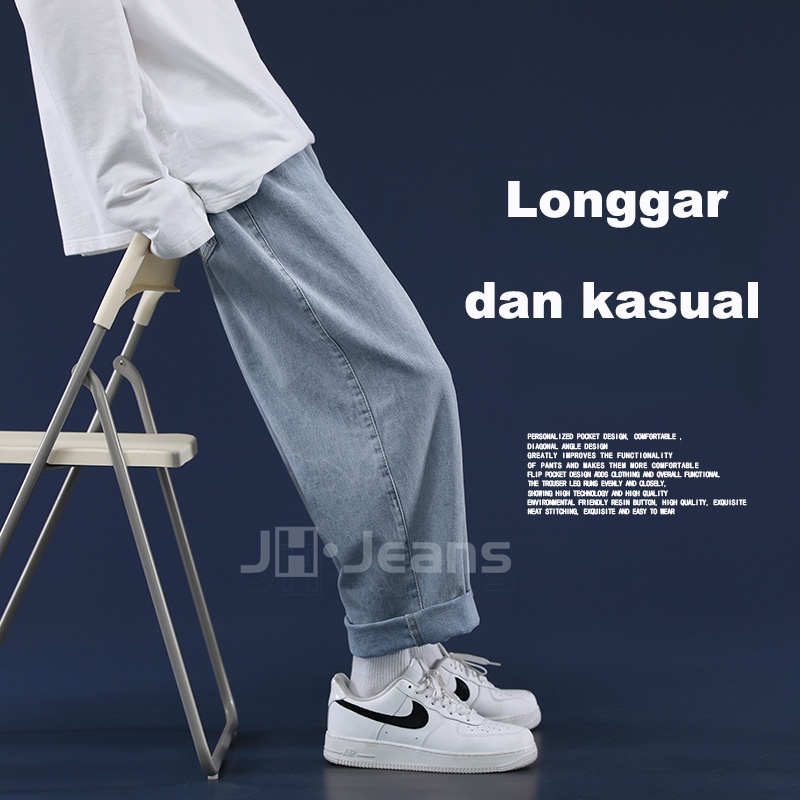 Celana jeans pria loose straight korean style oversize Longgar jeans biru baggy pants celana panjang laki laki dewasa kulot jeans Celana panjang cowok cutbray boyfriend jeans 2023