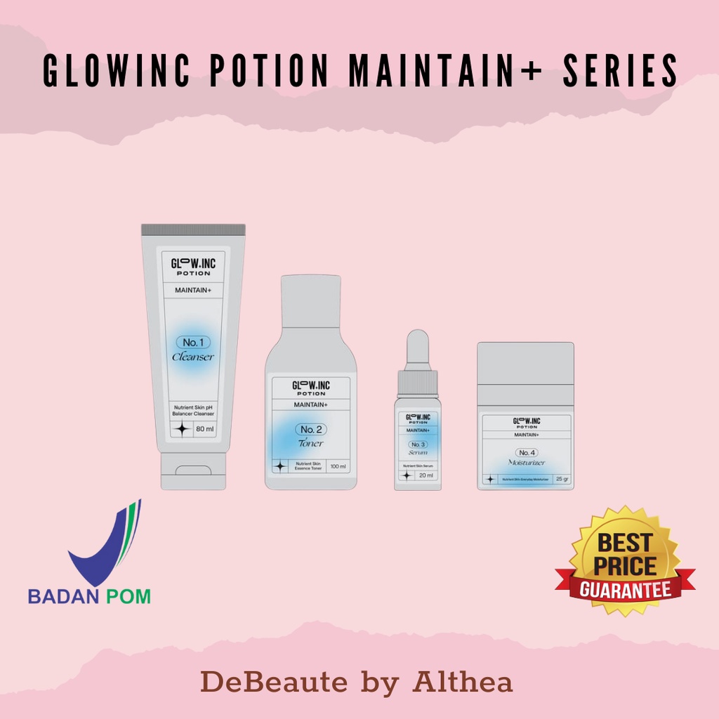 GLOWINC POTION MAINTAIN+ Nutrient Skin pH Balancer Cleanser | Essence Toner | Serum | Moisturizer