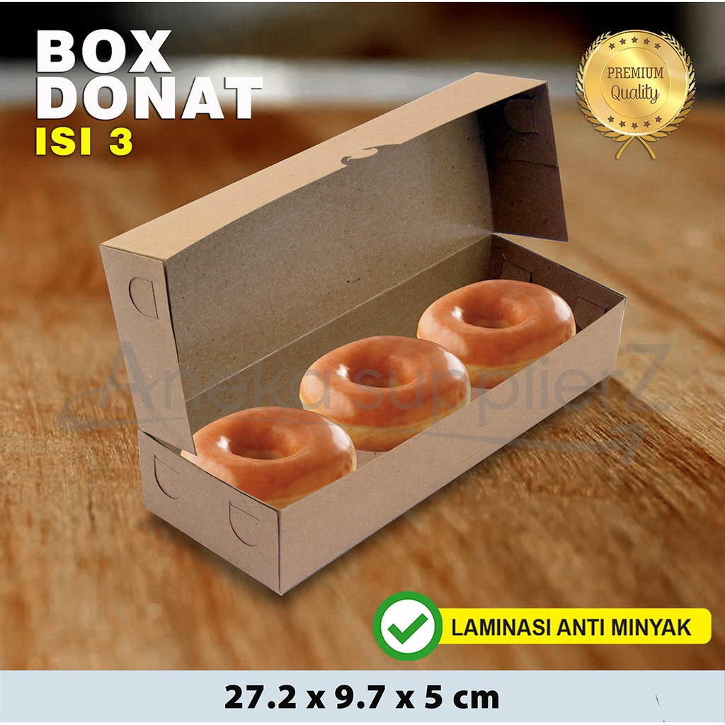 

Kotak Dus Box DONAT KRAFT COKLAT Isi 3 -( 30 pcs )