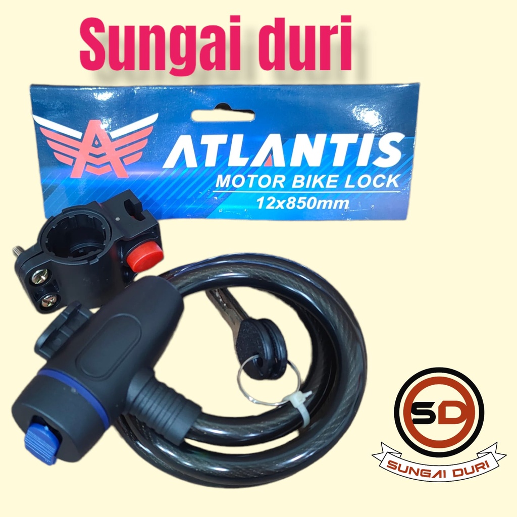 gembok kunci spiral sepeda atlantis 12x850mm