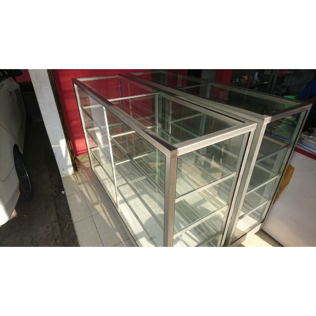 Dijual Etalase  Kaca Aluminium 150x100x40cm Up Toko Konter 