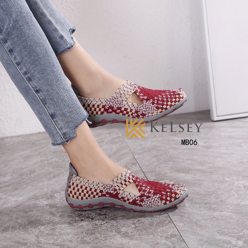 (GRATIS ALAS KAKI) NICOLE SEPATU FLAT  RAJUT WANITA Kelsey MB06 RAJUT SHOES Flats Shoes Rajut anyaman