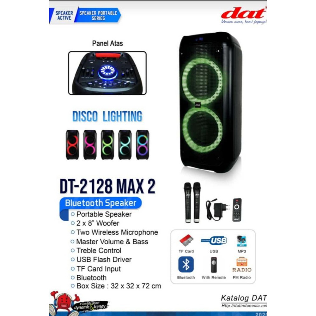 HARGA PROMO SPEAKER TROLLEY PORTABLE DAT DT 2128 MAX2 DAT 2128 MAX BLUETOOTH ORIGINAL