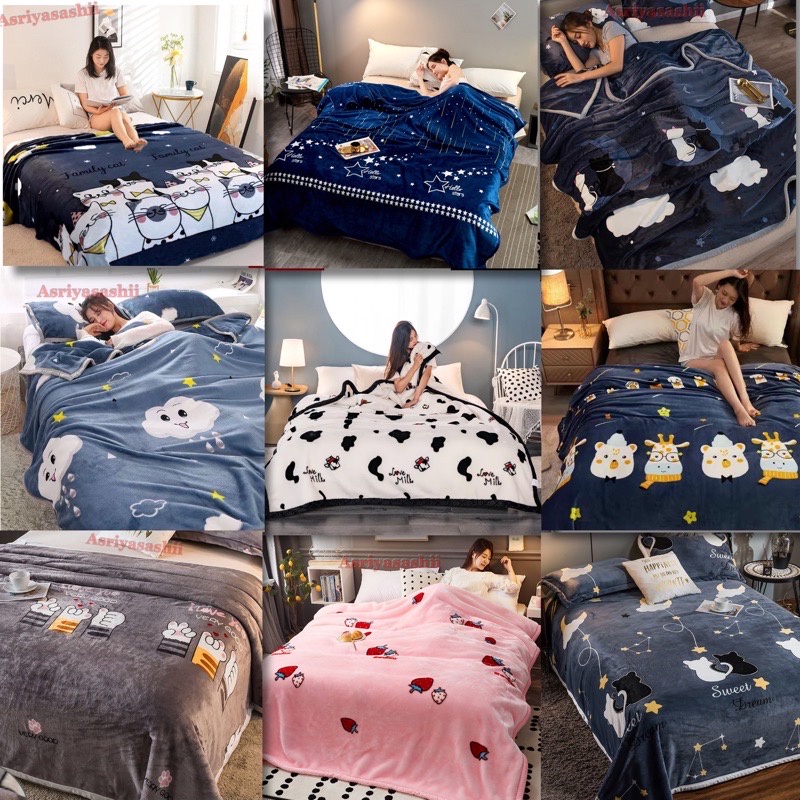 Selimut Bulu Halus 150x200 Motif Dewasa Paling Keren Terlaris Termurah Asriyasashii Berkualitas-RANDOM 150