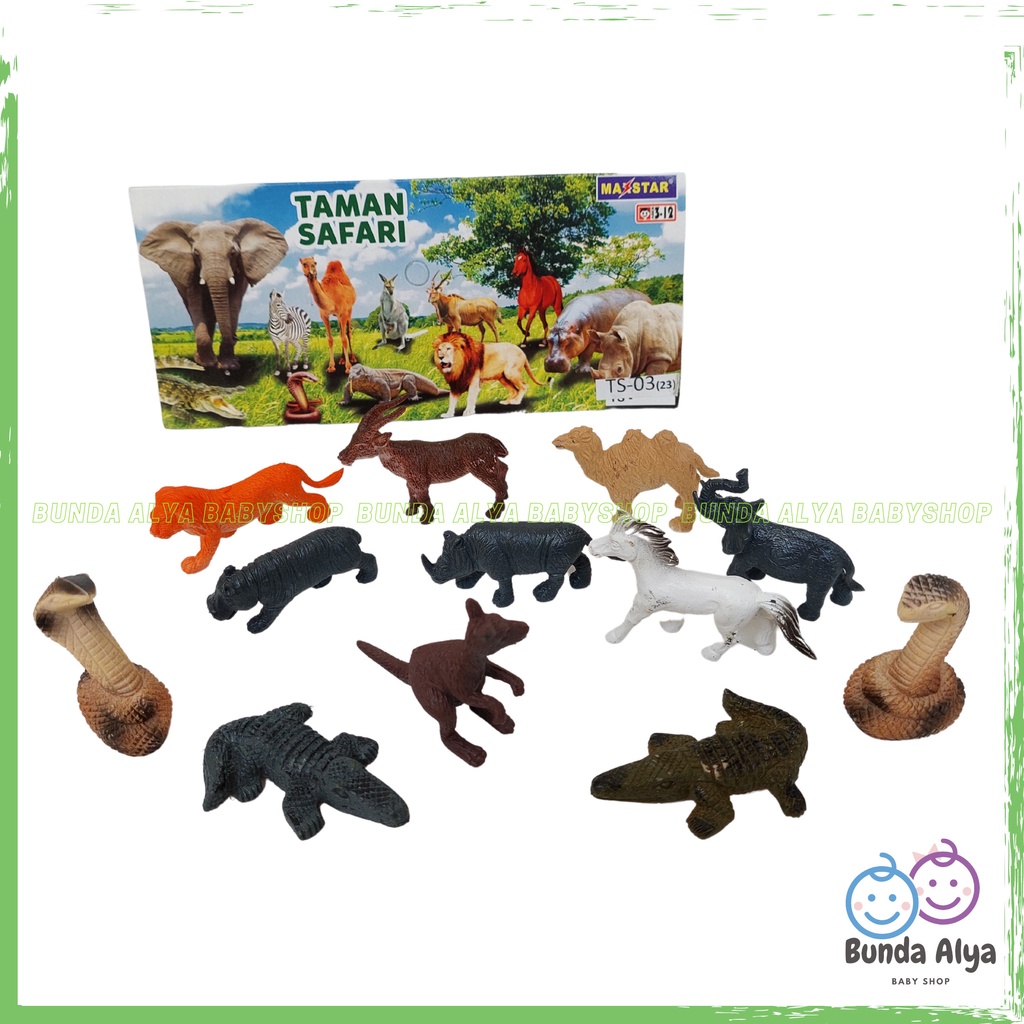 Set Mainan Anak Hewan Kebun Binatang Animal Figure Wild Animal Isi 12 Edukasi Anak Binatang