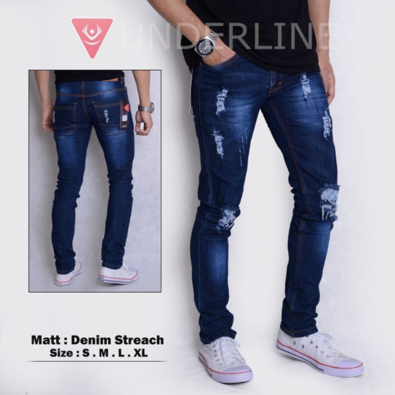 Celana Jeans Ripped Denim Skinny