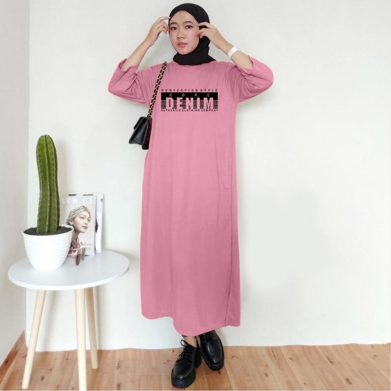 Baju Dress Oversize Tunik Premium DENIM  Oversized Dress Tshirt polos