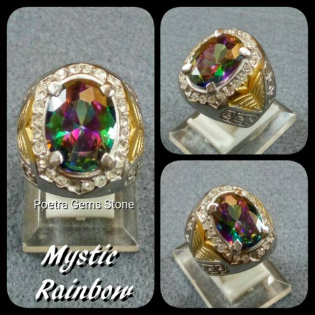 CINCIN BATU AKIK PERMATA MYSTIC RAINBOW