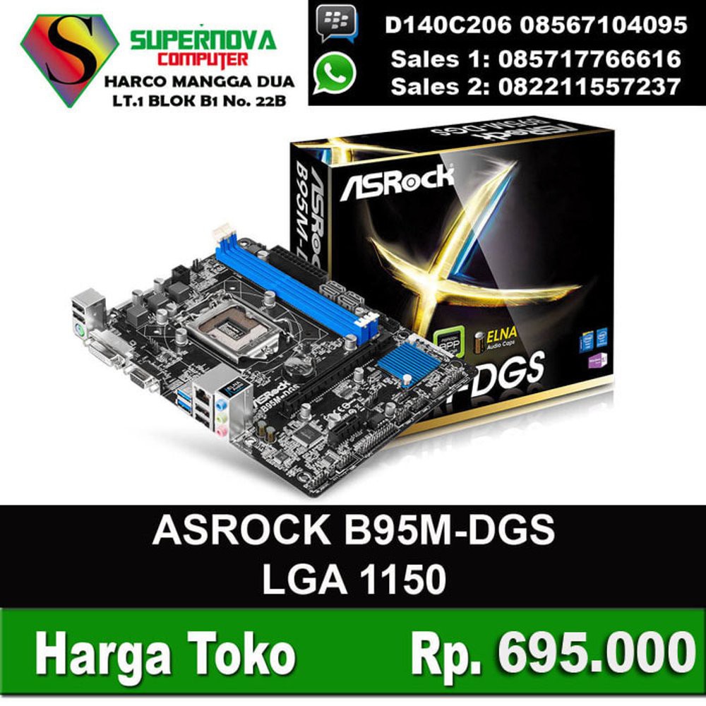 Mainboard Intel Socket 1150 ASROCK B95M-DGS Termurah