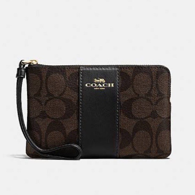 Coach F58035 corner zip brown black