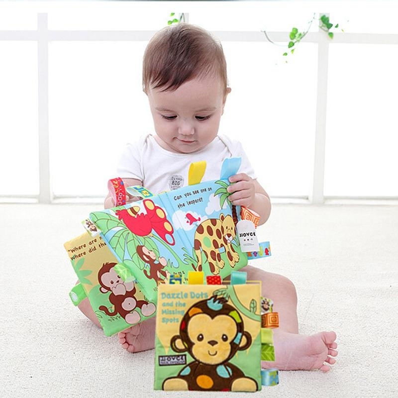 Mainan Buku Kain Gambar Hewan Anjingmonyet Untuk Perkembangan Kecerdasan Bayi