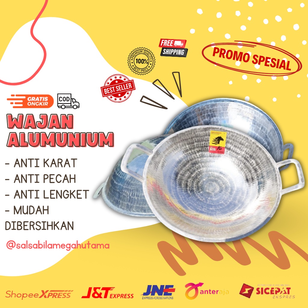 WJNALU98 - Penggorengan wajan katel kuali kenceng almunium alumunium jawa tebal anti lengket / katel