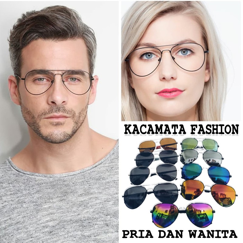 Kacamata Hitam Fashion Pria Wanita Kacamata Fashion Aviato Mirror Sunglasses Unisex Kacamata Anti UV