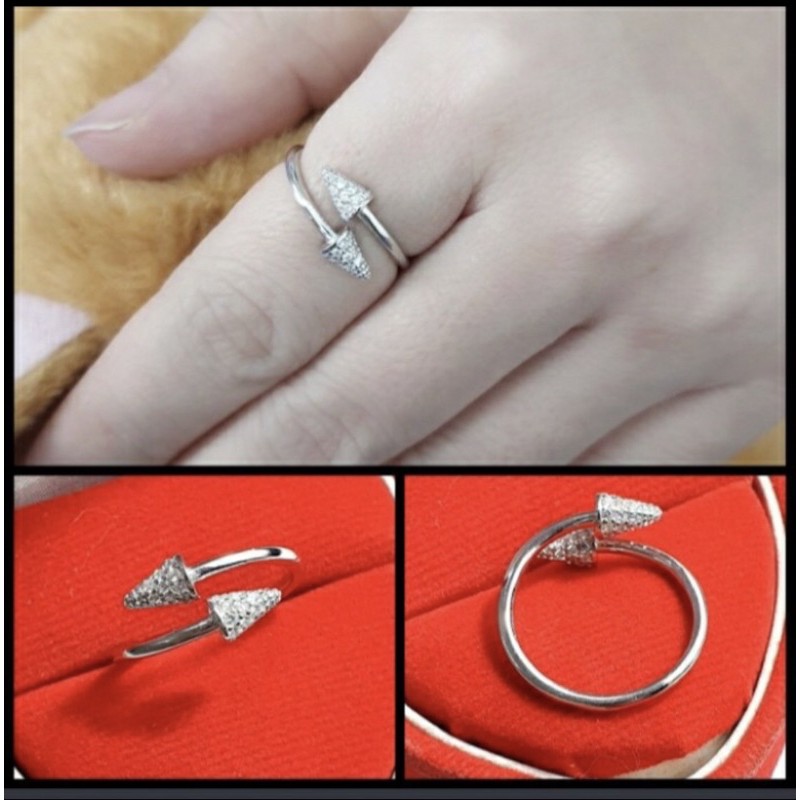 Cincin wanita cincin korea wanita cincin perak 925 lapis emas putih S367