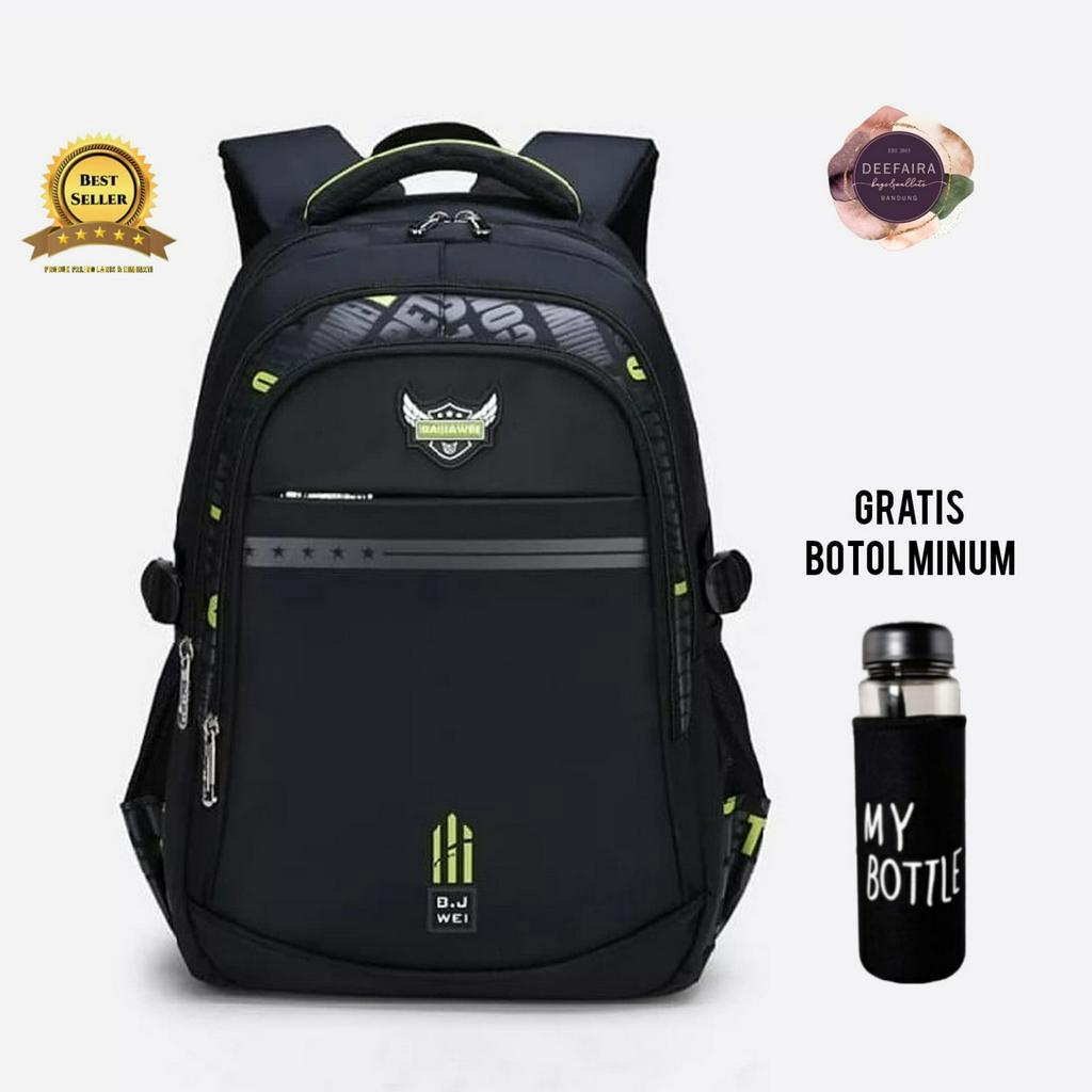 Tas Ransel Pria Model Backpack Kt27V Gratis Botol Minum Untuk Sekolah &amp; Kuliah