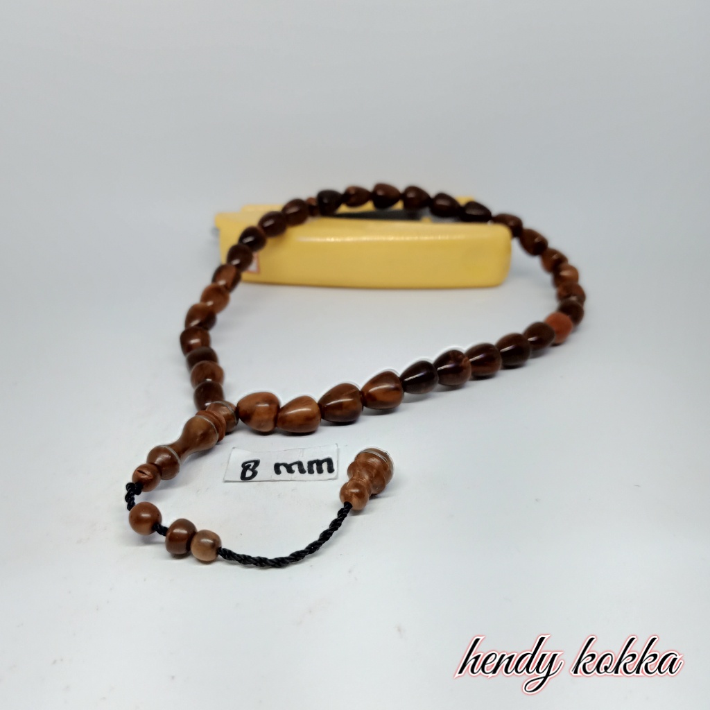 5pcs tasbih 33 kokka kaukah kaokah tetes air 8mm coklat