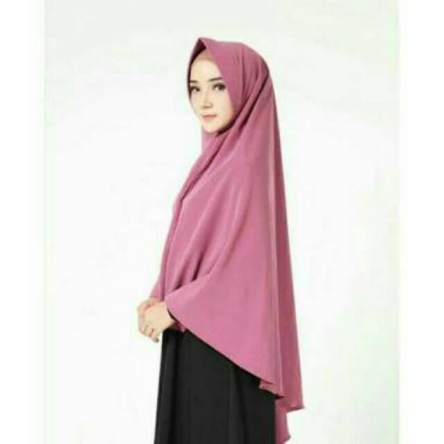 jilbab khimar jumbo simple pet antem syari kerudung cantik adem lembut nyaman depan 75 belakang 110