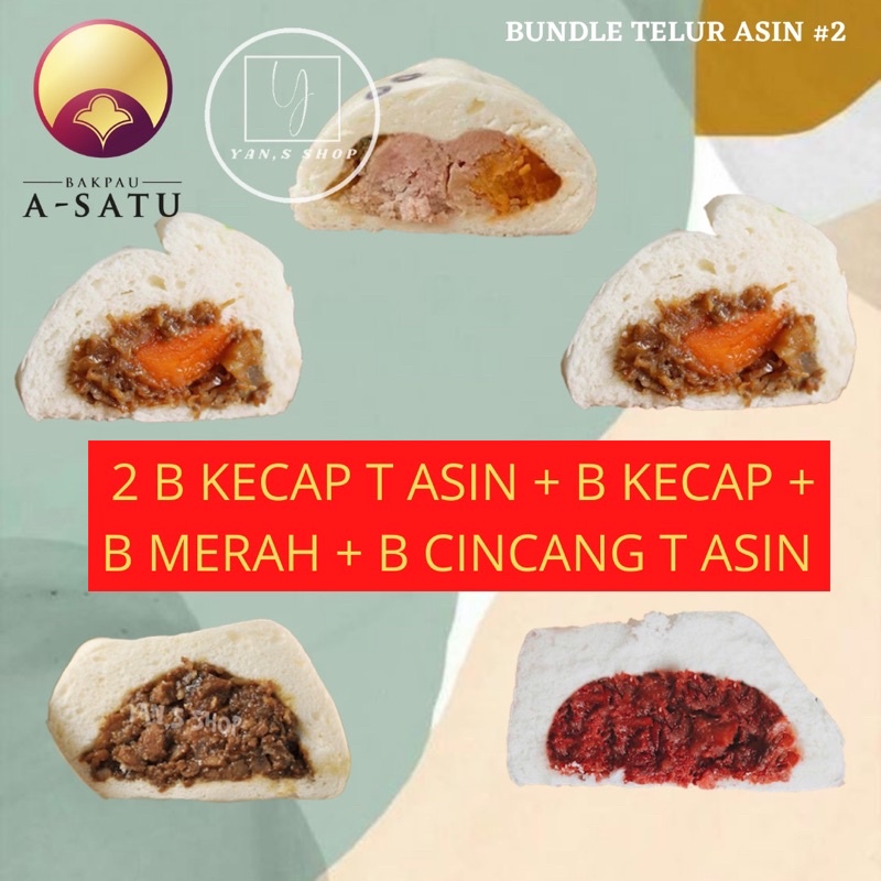 

Bakpau A1 - Bundle Telur Asin 2 - 2 Babi Kecap Telur Asin / Babi Kecap / Babi Merah / Babi Cincang Telur Asin