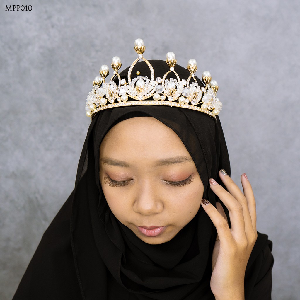 [BISA COD] ACCESORIES HIJAB CROWN PENGANTIN EXCLUSIVE GOLD MPP010