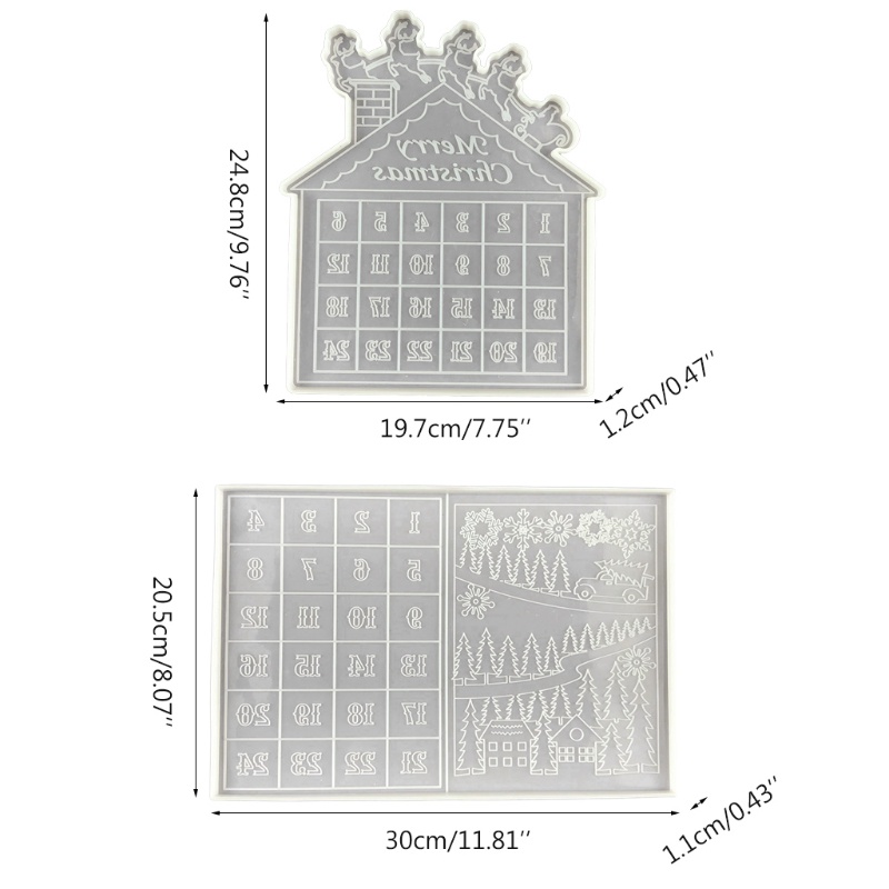 Siy Cetakan Epoxy Silikon Bentuk Kalender Hitung Mundur Natal Untuk Dekorasi Rumah