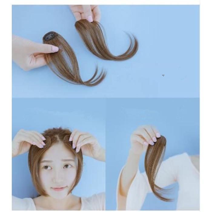 SL poni clip one side bang lurus jambang hair clip rambut palsu - Dark Brown