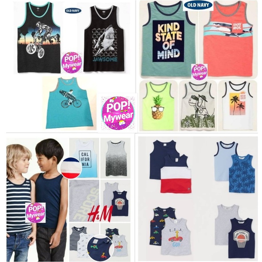 KAOS TANKTOP ANAK LAKI LAKI POPMYWEAR HM OLDNAVY 1-7Y / TANK TOP ANAK LAKI / TANKTOP ANAK