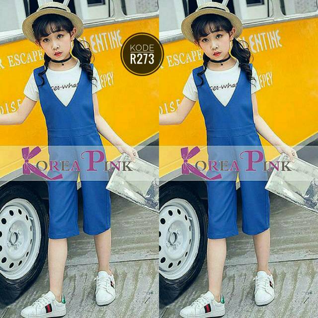 SETELAN IMPORT KOREA PINK OVERALL