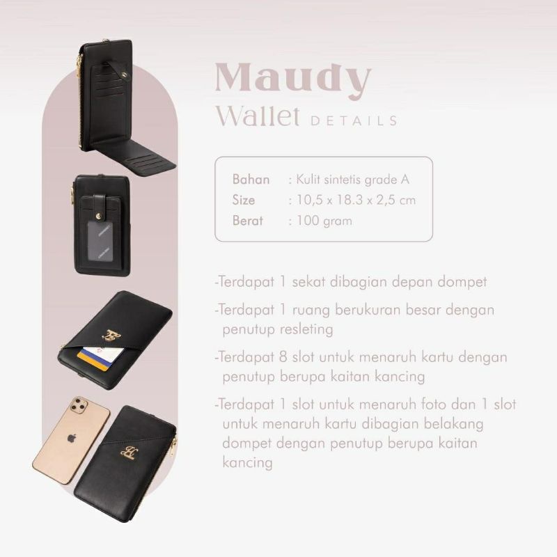 Maudy Wallet Jims Honey Original Dompet Wanita panjang slot kartu hp realpic cod official