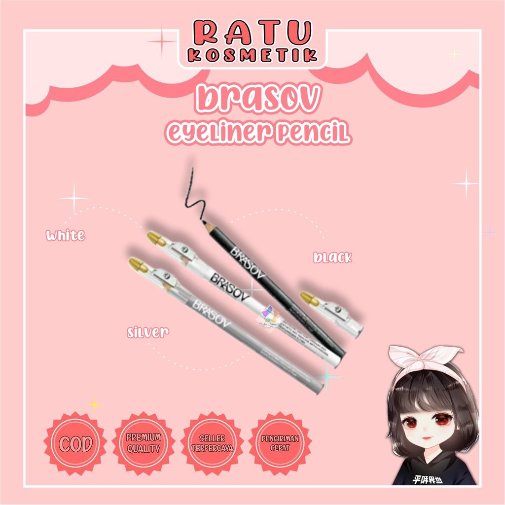 ❤ RATU ❤ Brasov Eyeliner Pencil | Pensil Alis &amp; Eyeliner Waterproof BPOM✔️