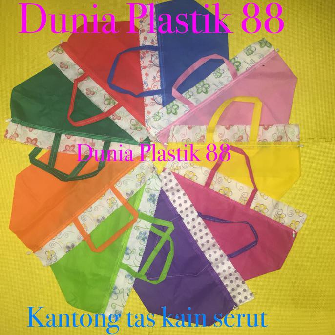 

12PC 18X18CM KANTONG TAS KAIN SERUT GOODIE BAG TENTENG DUS KOTAK BEKAL