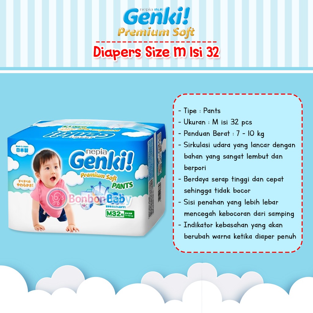 Popok Celana Nepia Genki M32 Diapers Pant